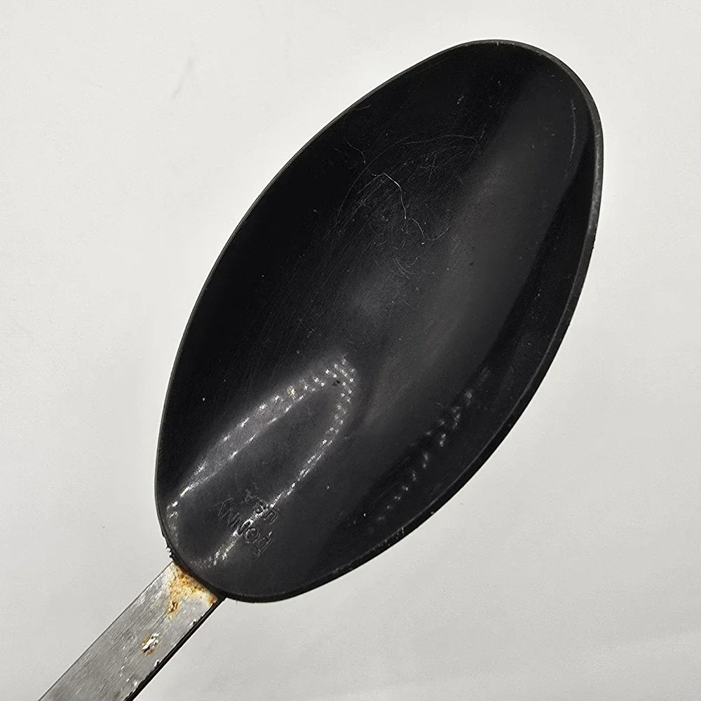Vintage Bonny USA Solid Serving Spoon‎ Nylon Plastic Black w/White Handle